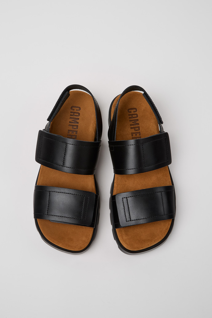 Overhead view of Brutus Sandal Black Leather Men's Sandals.