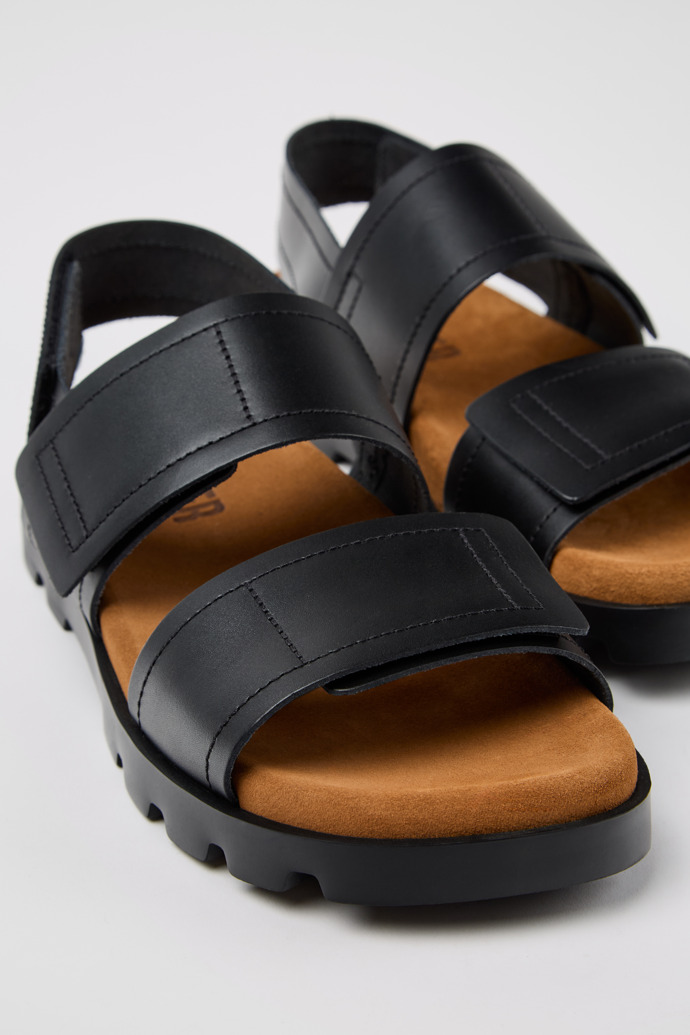 Close-up view of Brutus Sandal Black Leather Men's Sandals.