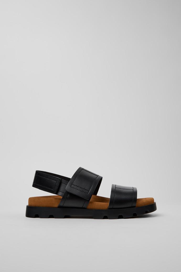 Side view of Brutus Sandal Black Leather Men's Sandals.