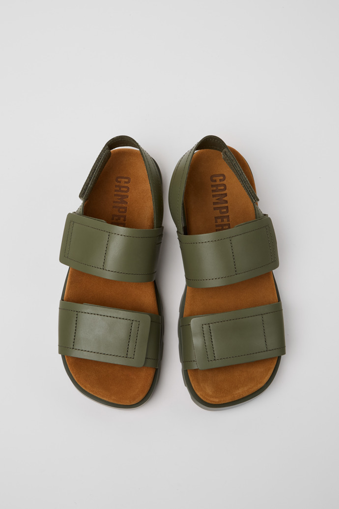 Overhead view of Brutus Sandal Green Leather Sandals for Men.