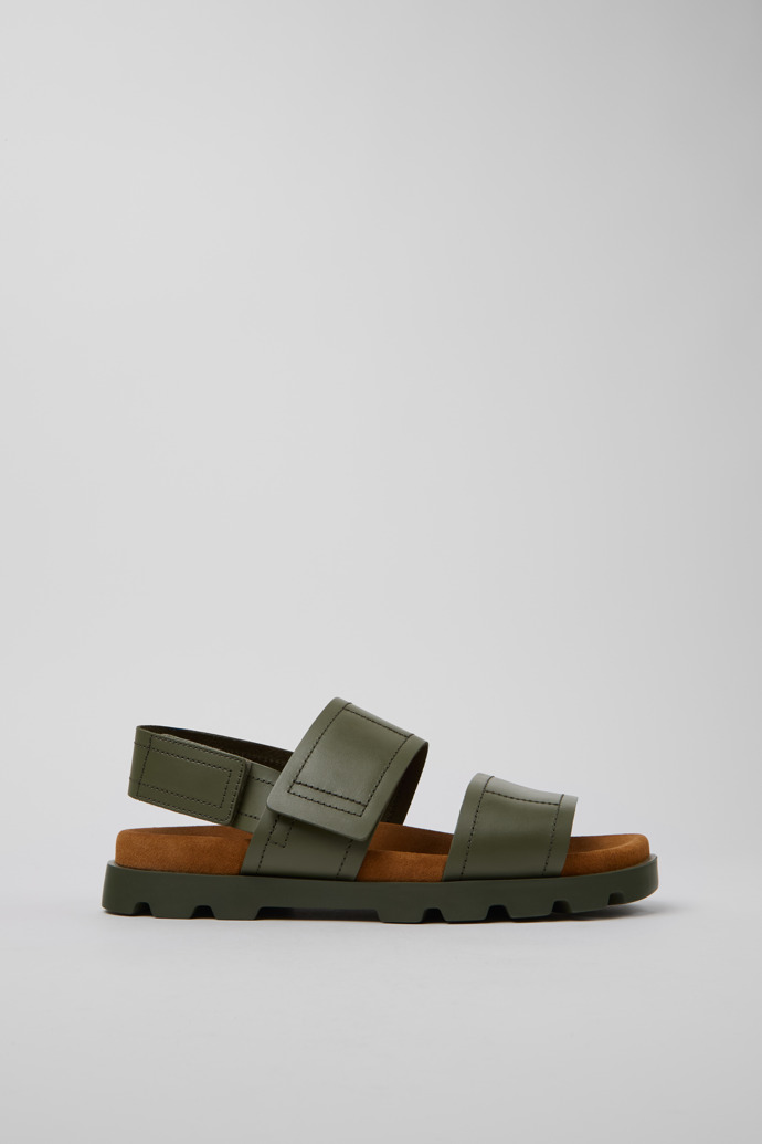 Side view of Brutus Sandal Green Leather Sandals for Men.