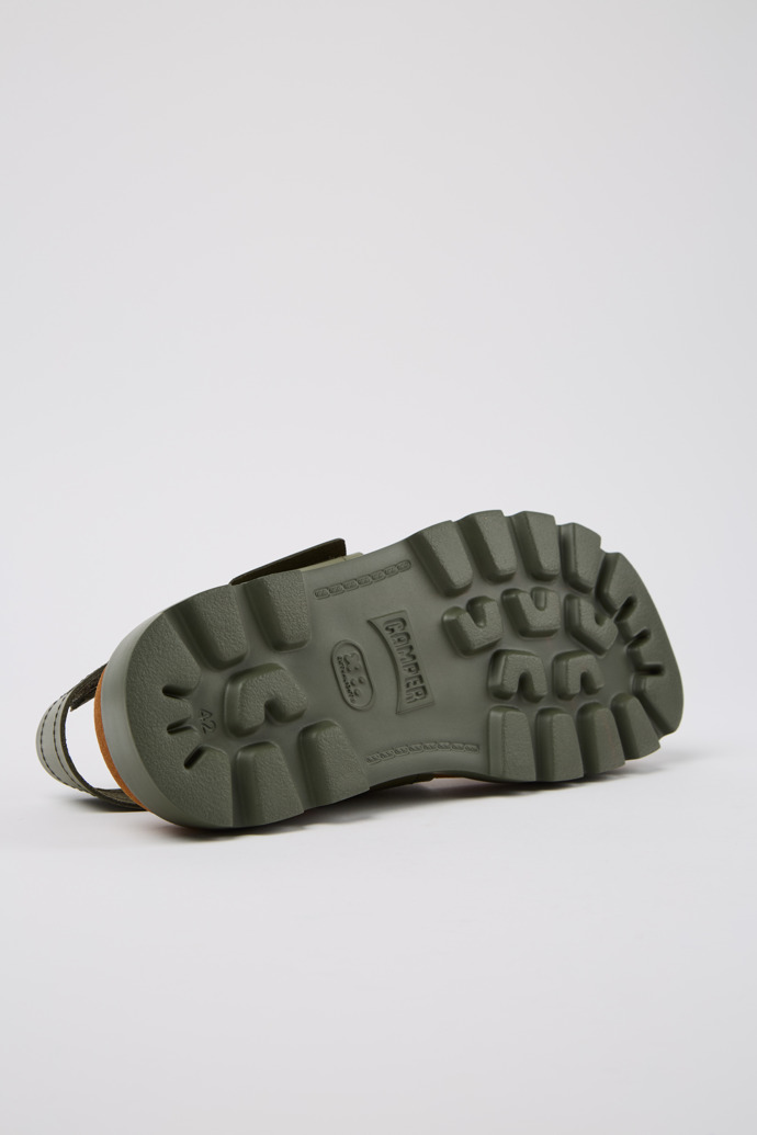 The soles of Brutus Sandal Green Leather Sandals for Men.