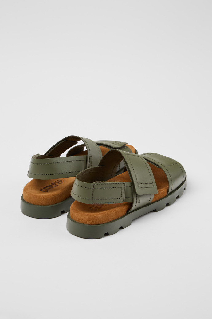 Back view of Brutus Sandal Green Leather Sandals for Men.