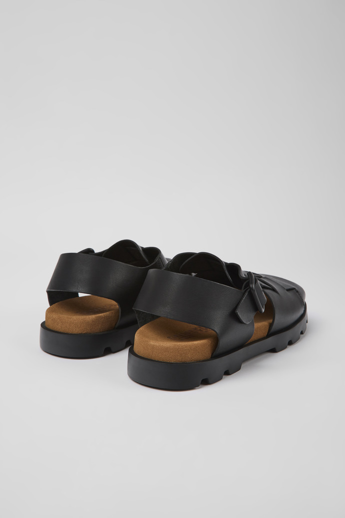 Back view of Brutus Sandal Black leather sandals for men