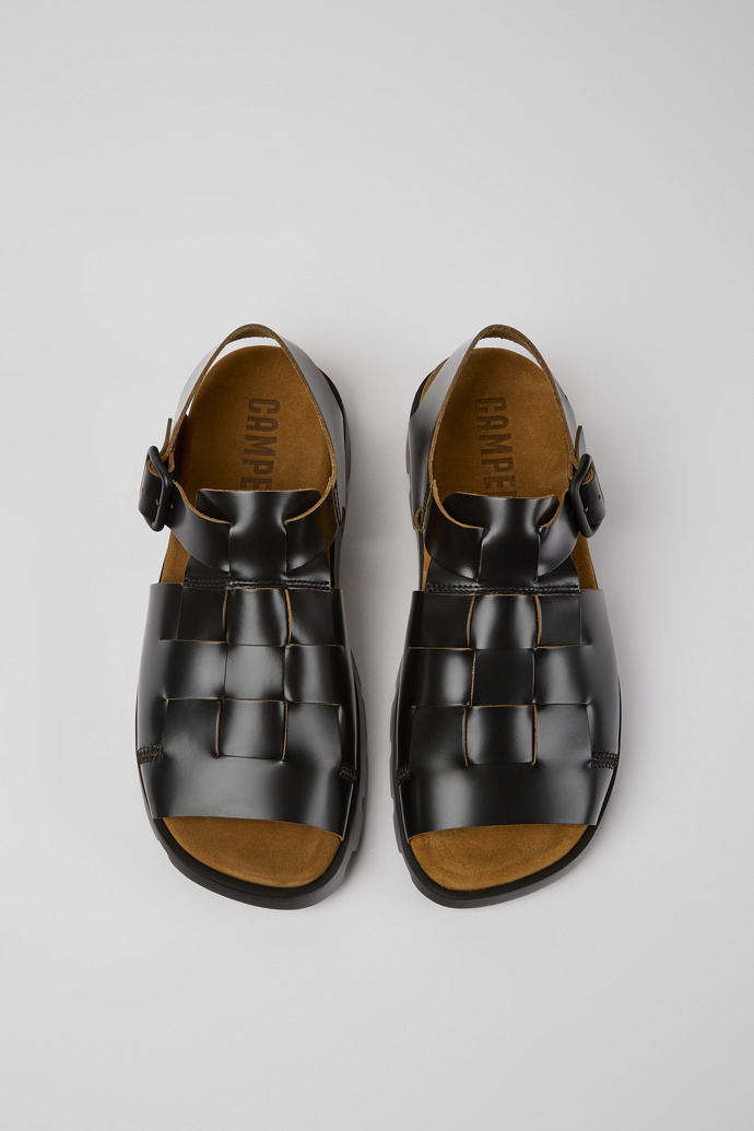 Overhead view of Brutus Sandal Black leather sandals for men
