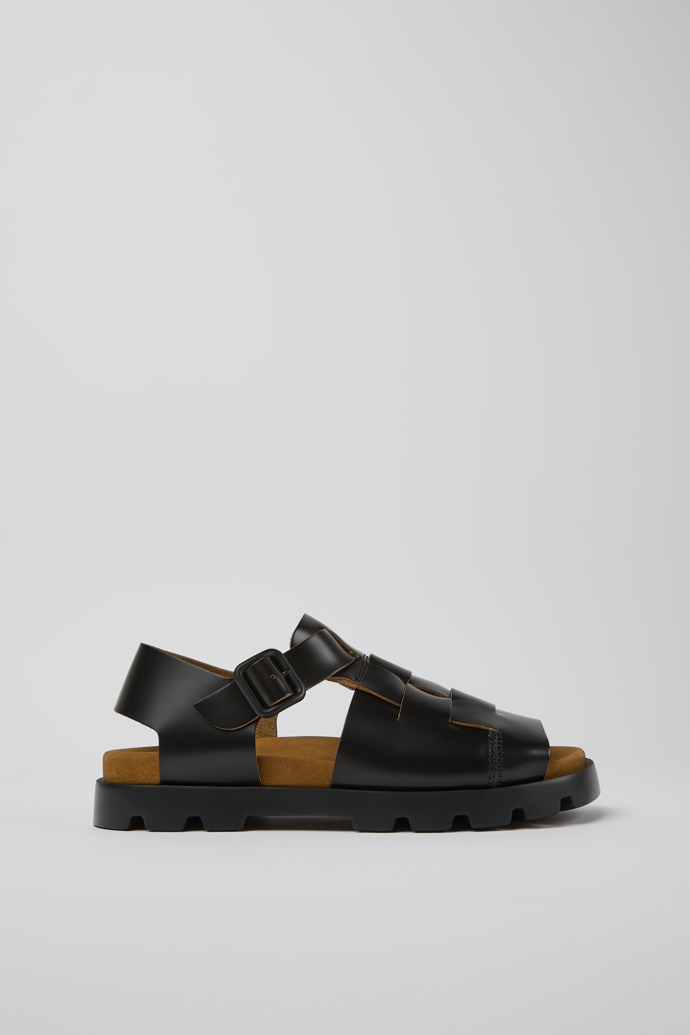 Side view of Brutus Sandal Black leather sandals for men