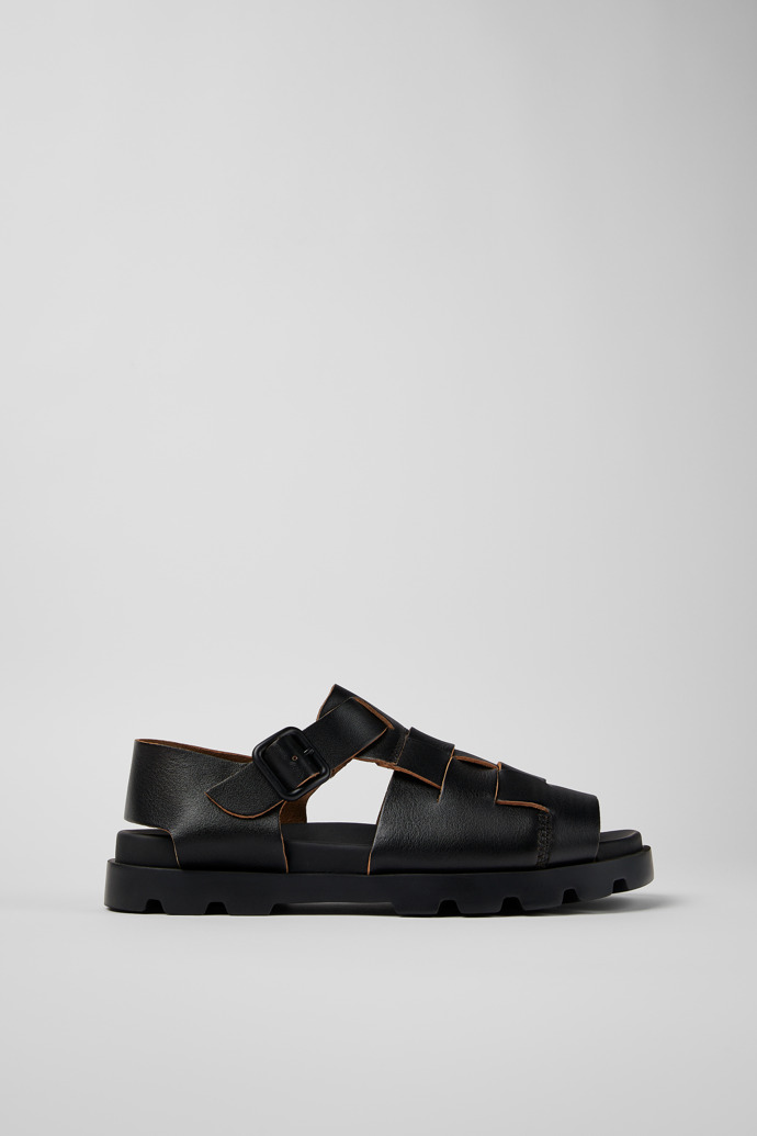 Image of Side view of Brutus Sandal Black Leather Sandal for Men