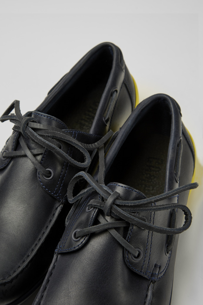 Peu Circuit Blue leather shoes for men yakından görünümü