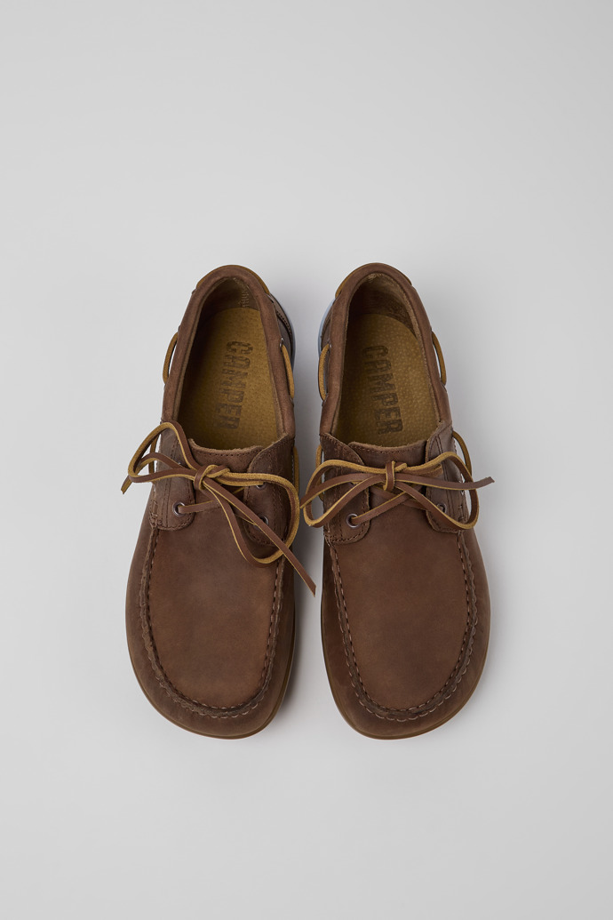 Overhead view of Peu Circuit Brown leather shoes for men