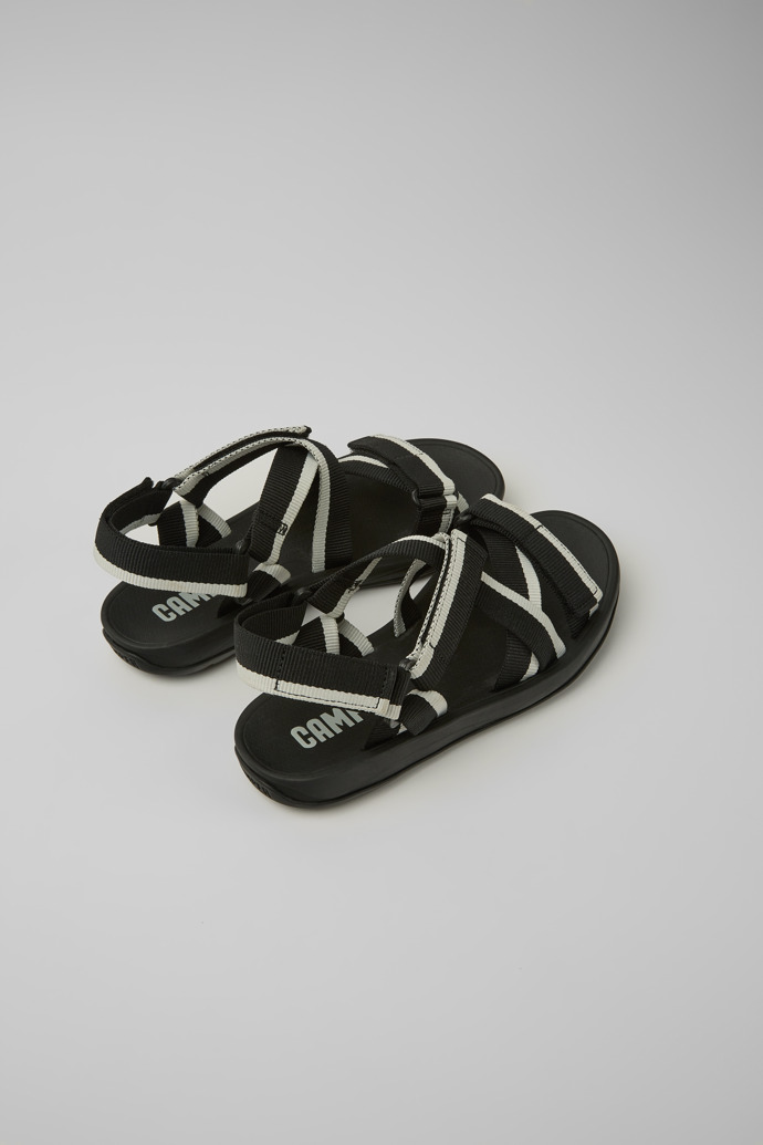 Back view of Match Black and white recycled PET sandals for men