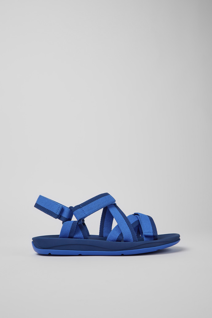 Side view of Match Blue recycled PET sandals for men