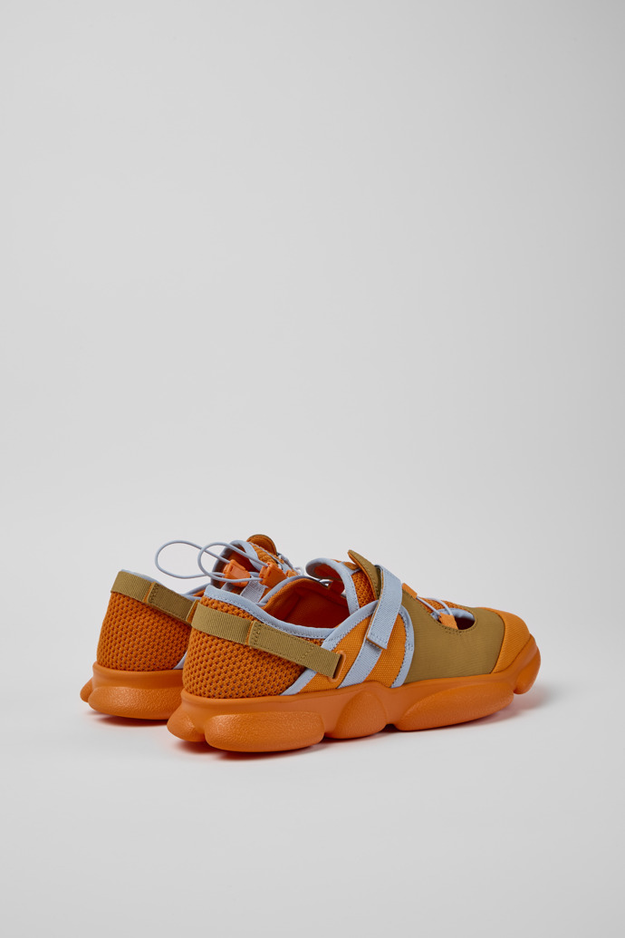 Back view of Karst Orange and brown textile shoes for men