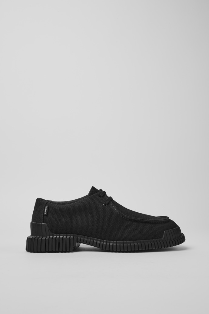 Side view of Pix Black recycled cotton shoes for men