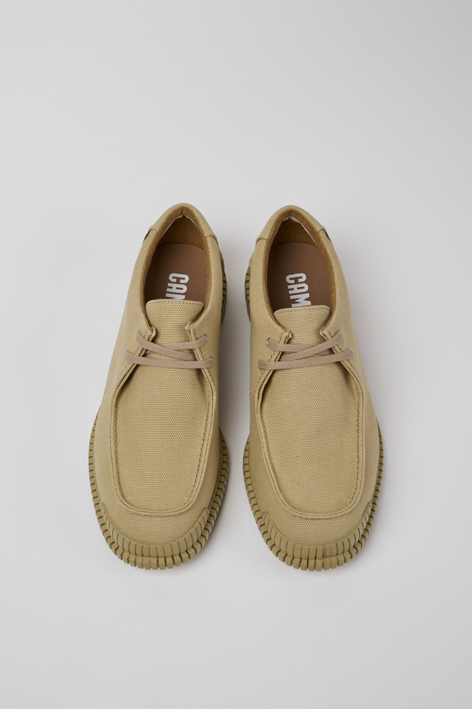 Overhead view of Pix Beige recycled cotton shoes for men