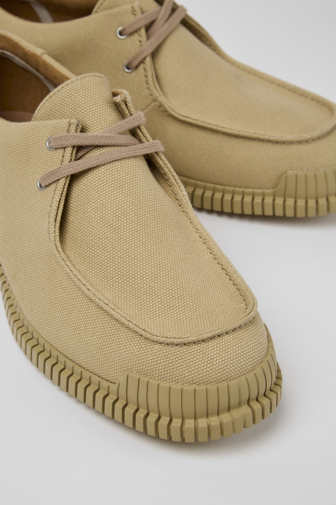 Close-up view of Pix Beige recycled cotton shoes for men