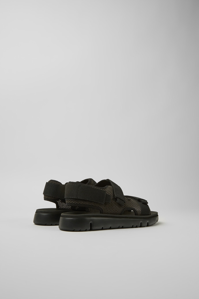 Back view of Oruga Black and grey TENCEL® Lyocell sandals for men