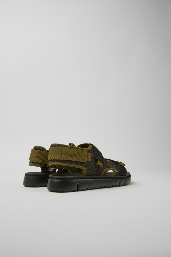 Back view of Oruga Grey, black, and green sandals for men