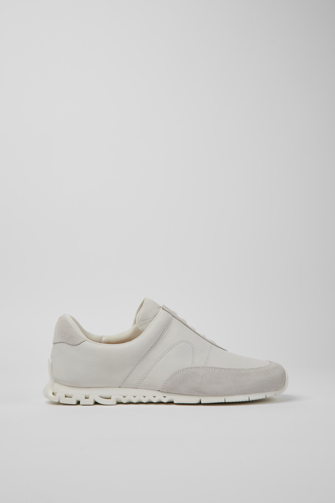Side view of Twins White non-dyed leather sneakers for men