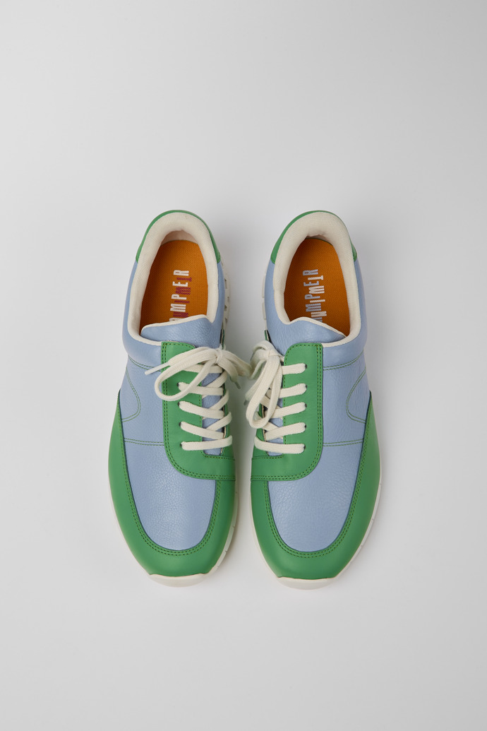 Twins Baskets en cuir bleu et vert pour homme