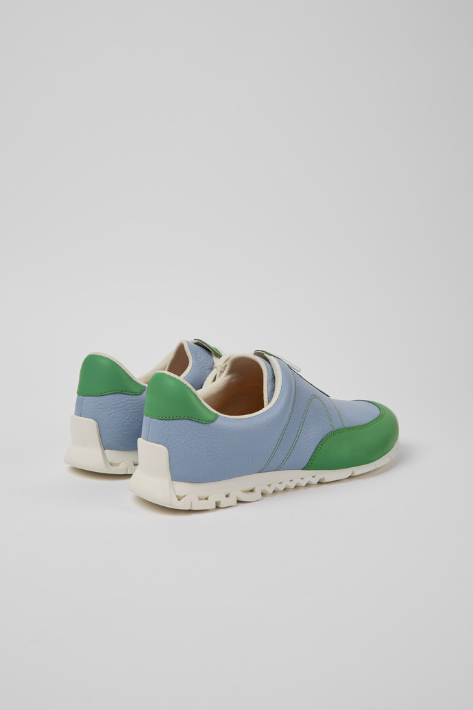 Back view of Twins Blue and green leather sneakers for men