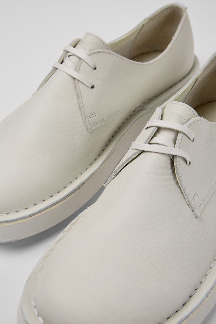 Close-up view of Brothers Polze White leather shoes for men