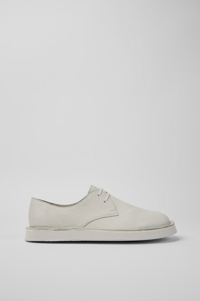 Side view of Brothers Polze White leather shoes for men