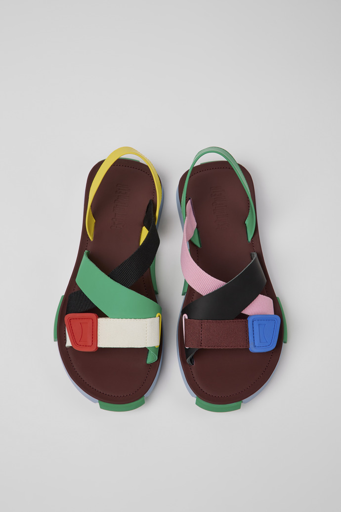 Overhead view of Twins Multicolored leather sandals for men