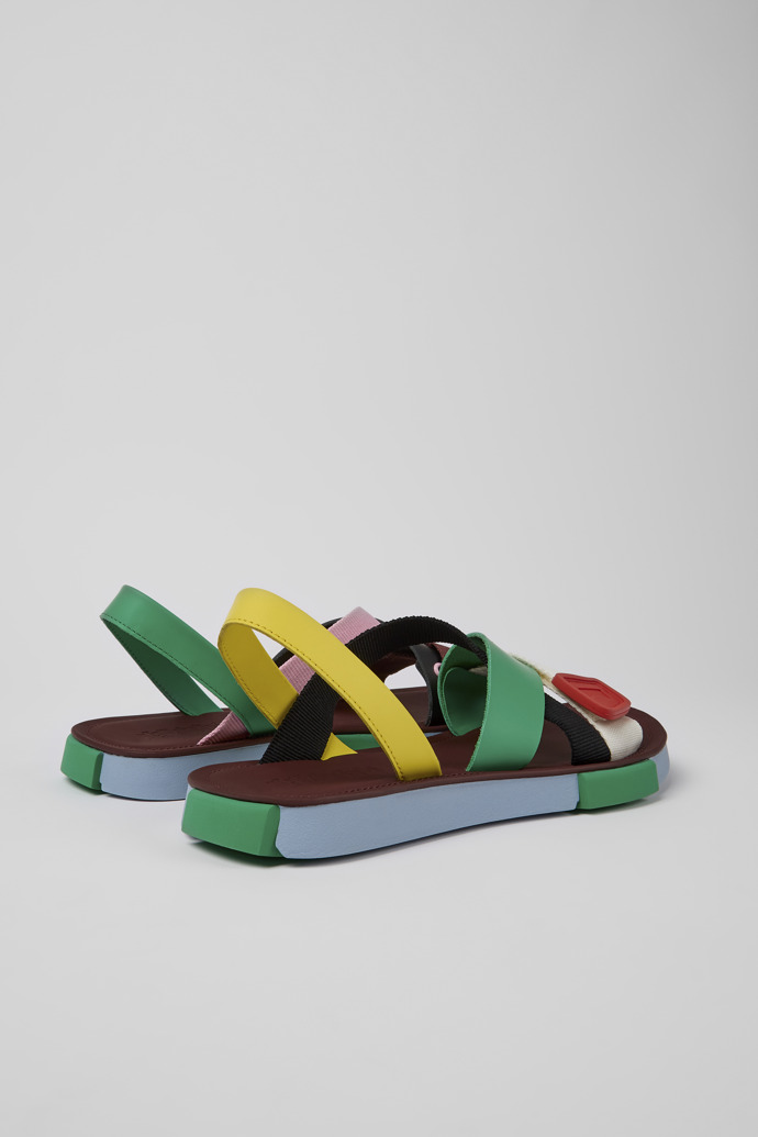Back view of Twins Multicolored leather sandals for men