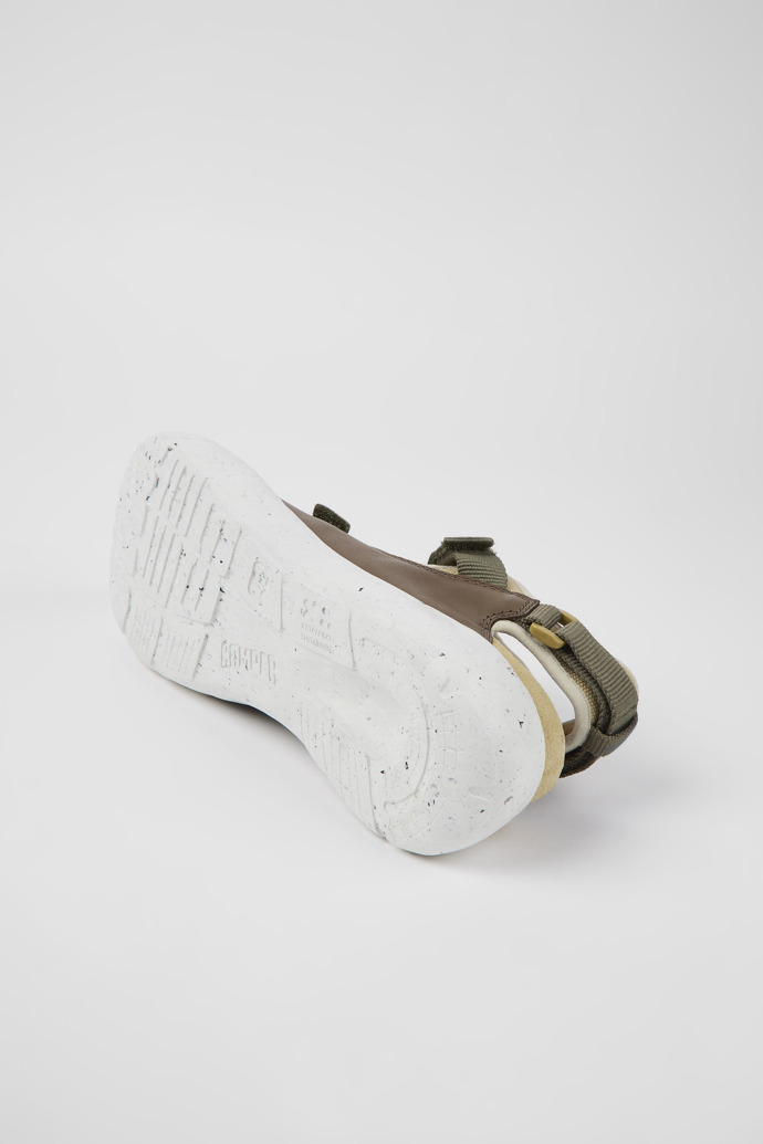 The soles of Peu Stadium White non-dyed leather and textile semi-open sneakers for men