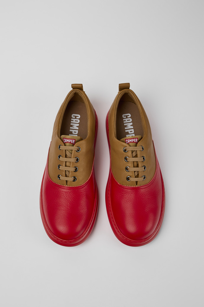 Runner Brązowo-czerwone skórzane sneakersy męskie