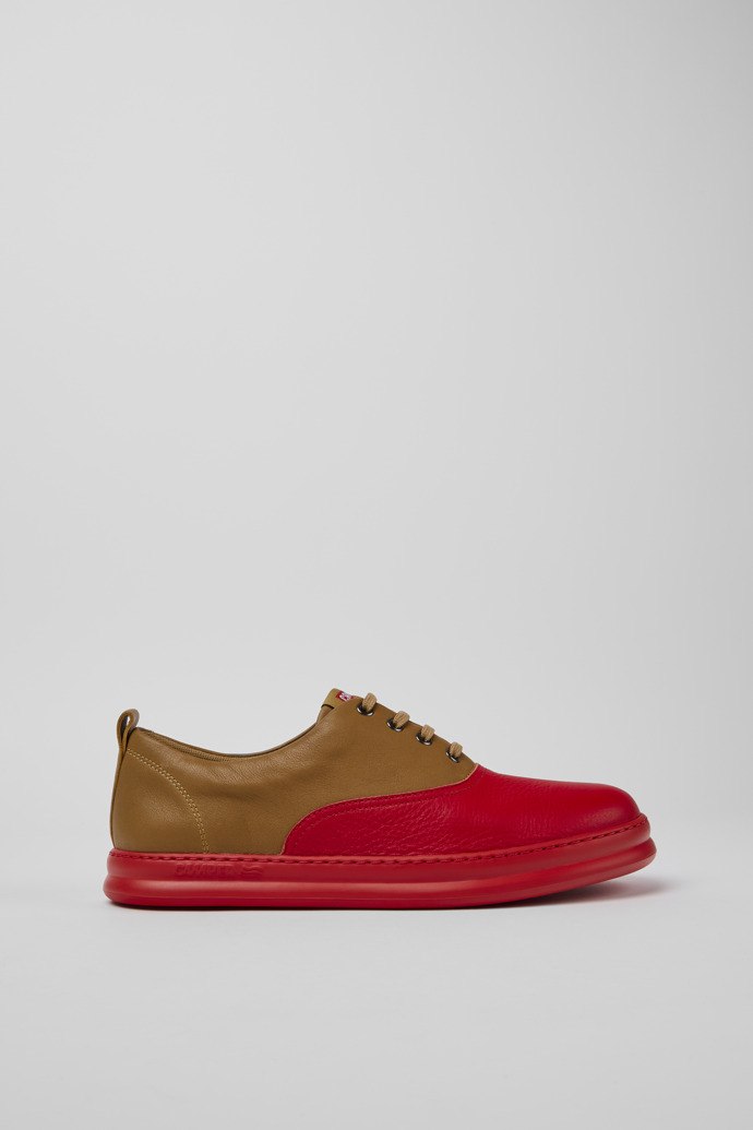 Side view of Runner Brown and red leather sneakers for men