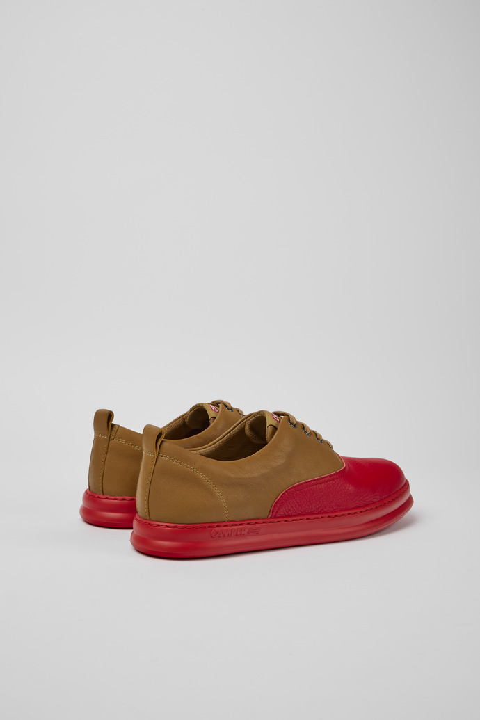 Back view of Runner Brown and red leather sneakers for men