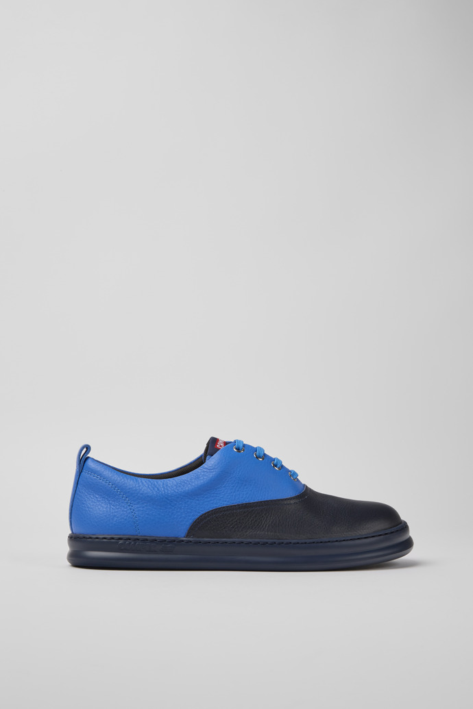 Side view of Runner Blue leather sneakers for men