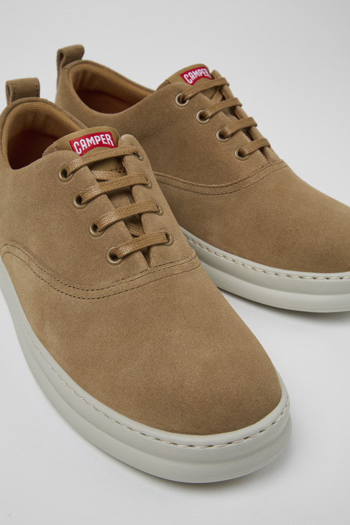 Close-up view of Runner Brown nubuck sneakers for men