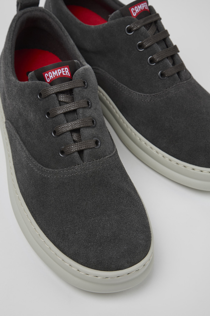 Close-up view of Runner Gray nubuck sneakers for men