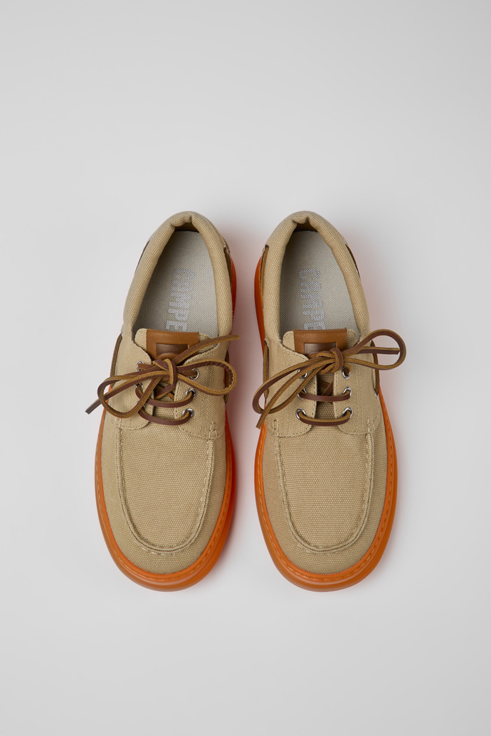 Overhead view of Runner Beige recycled cotton shoes for men