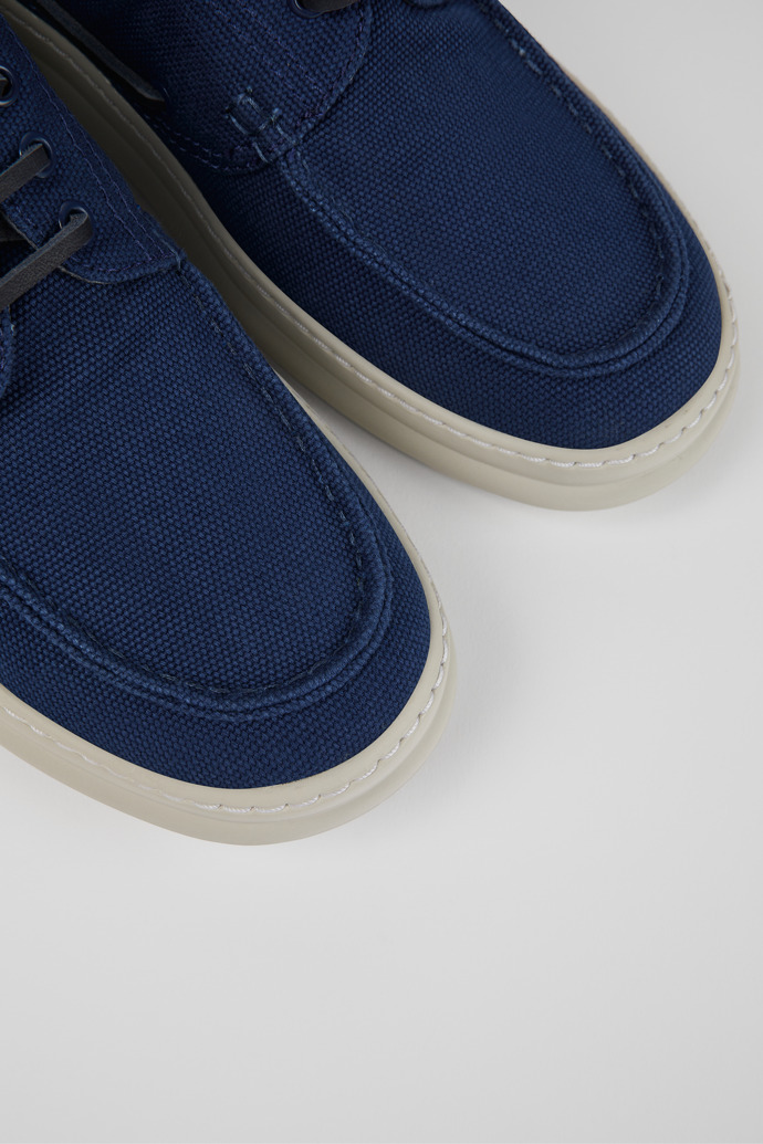Close-up view of Runner Blue Textile Boat Shoe for Men