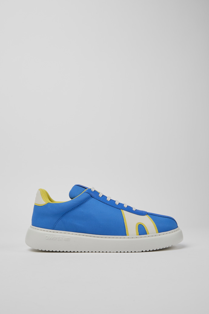 Side view of Runner K21 Blue and white recycled polyester sneakers for men