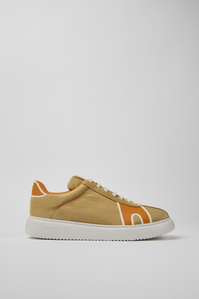 Side view of Runner K21 Brown, orange, and beige sneakers for men