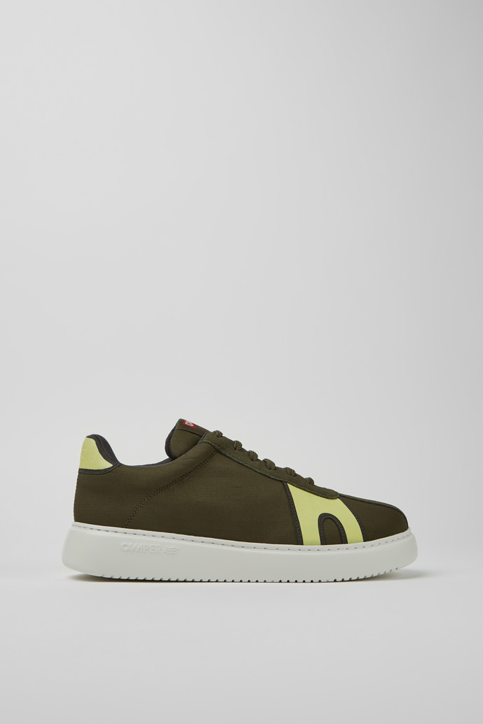 Side view of Runner K21 Green and yellow sneakers for men