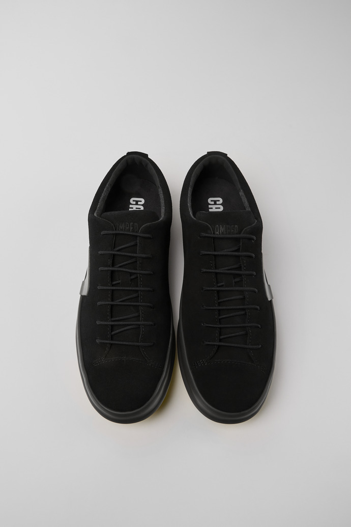 Overhead view of Chasis Black nubuck shoes for men