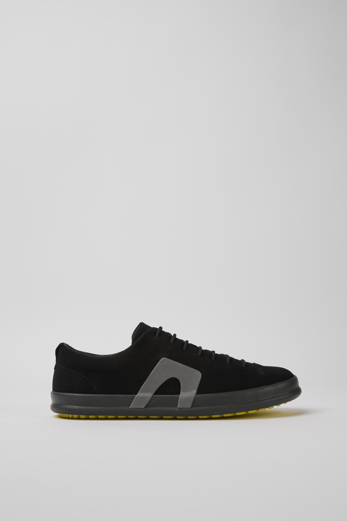 Side view of Chasis Black nubuck shoes for men