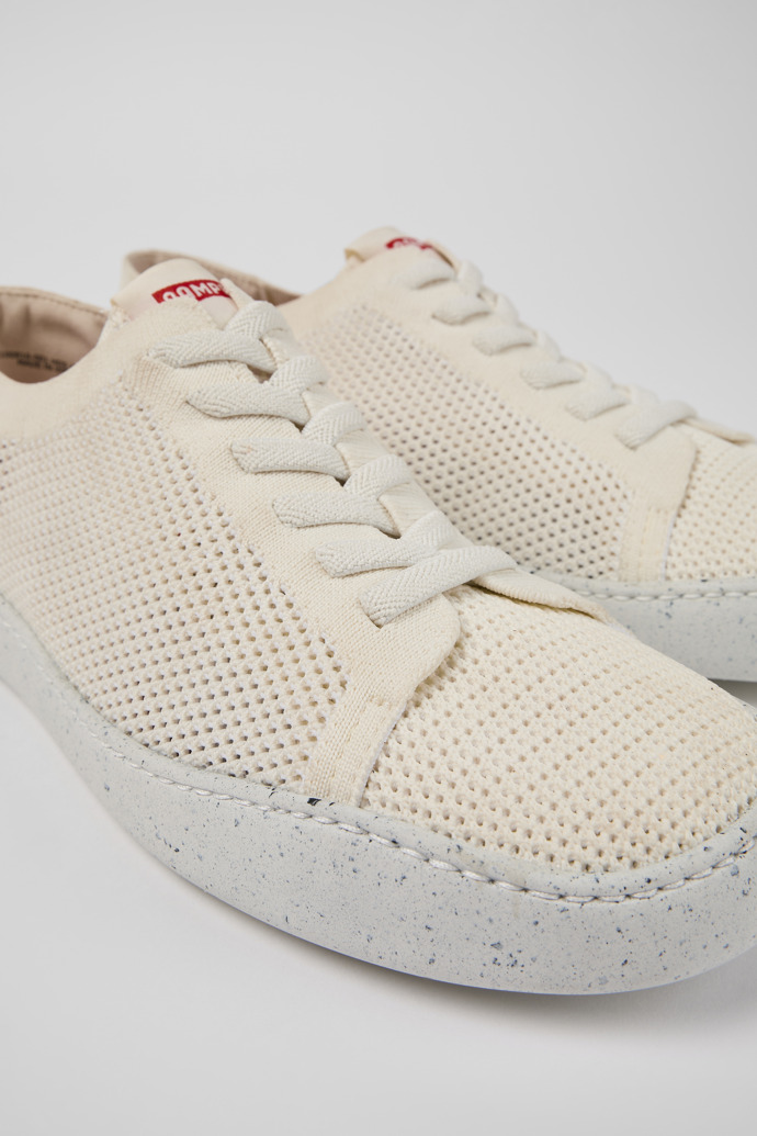 Close-up view of Peu Touring White recycled PET sneakers for men