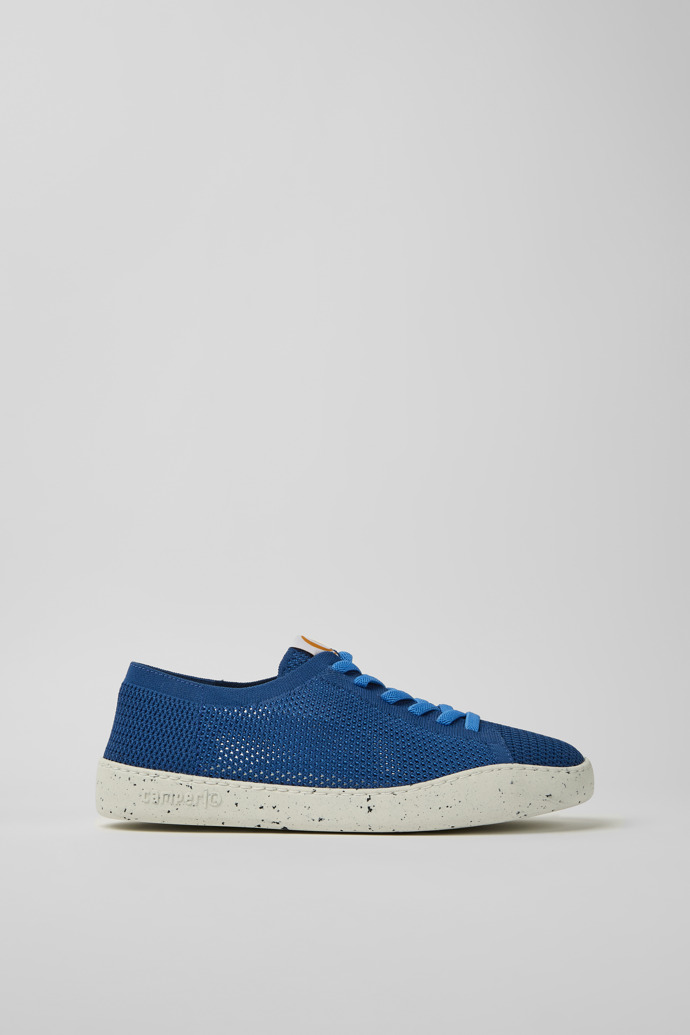 Side view of Peu Touring Blue recycled PET sneakers for men