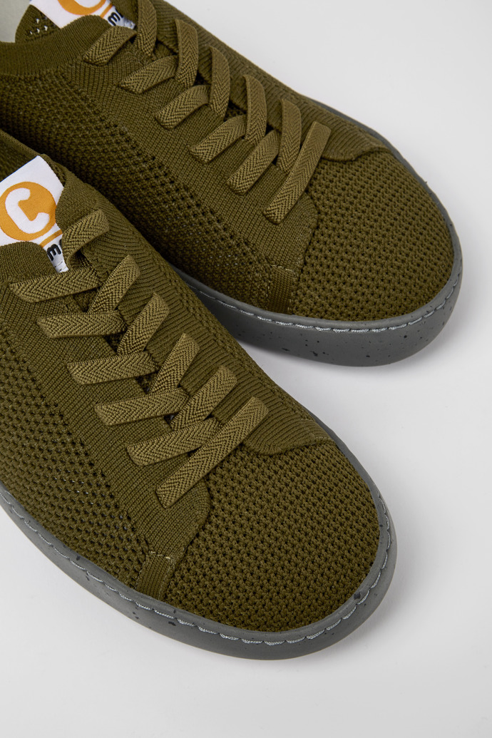 Close-up view of Peu Touring Green recycled PET sneakers for men