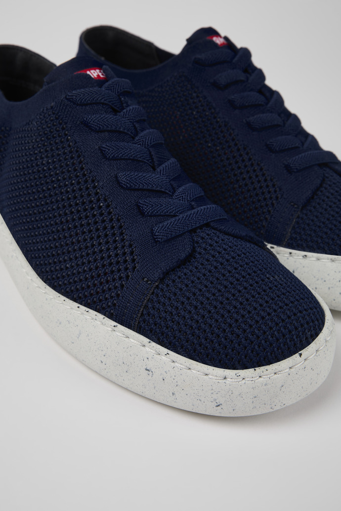 Close-up view of Peu Touring Blue Textile Sneaker for Men