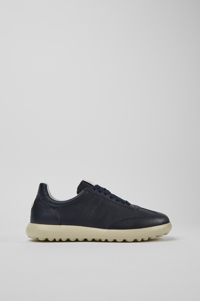 Side view of Pelotas XLite Blue leather sneakers for men