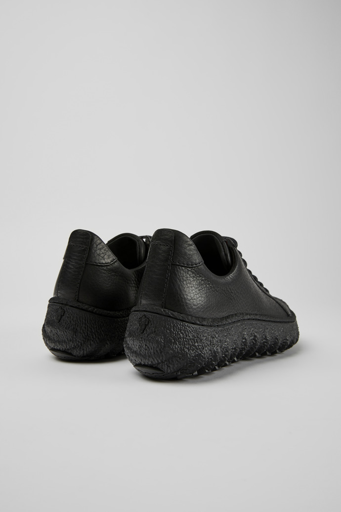 Back view of Ground Black leather shoes for men