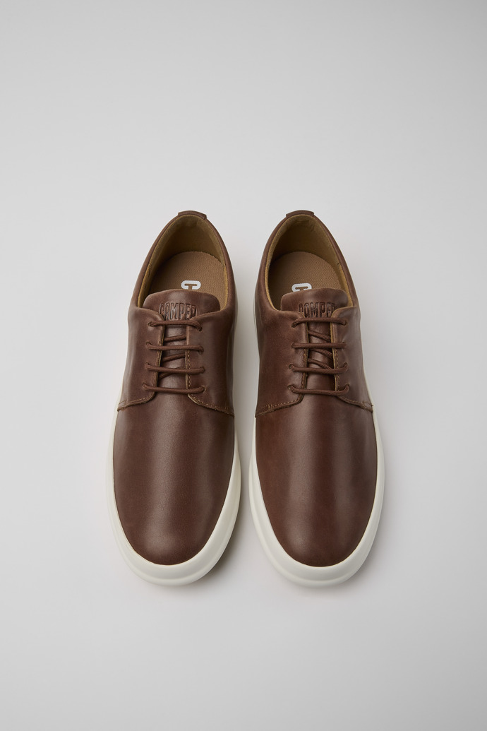 Overhead view of Chasis Brown leather shoes for men