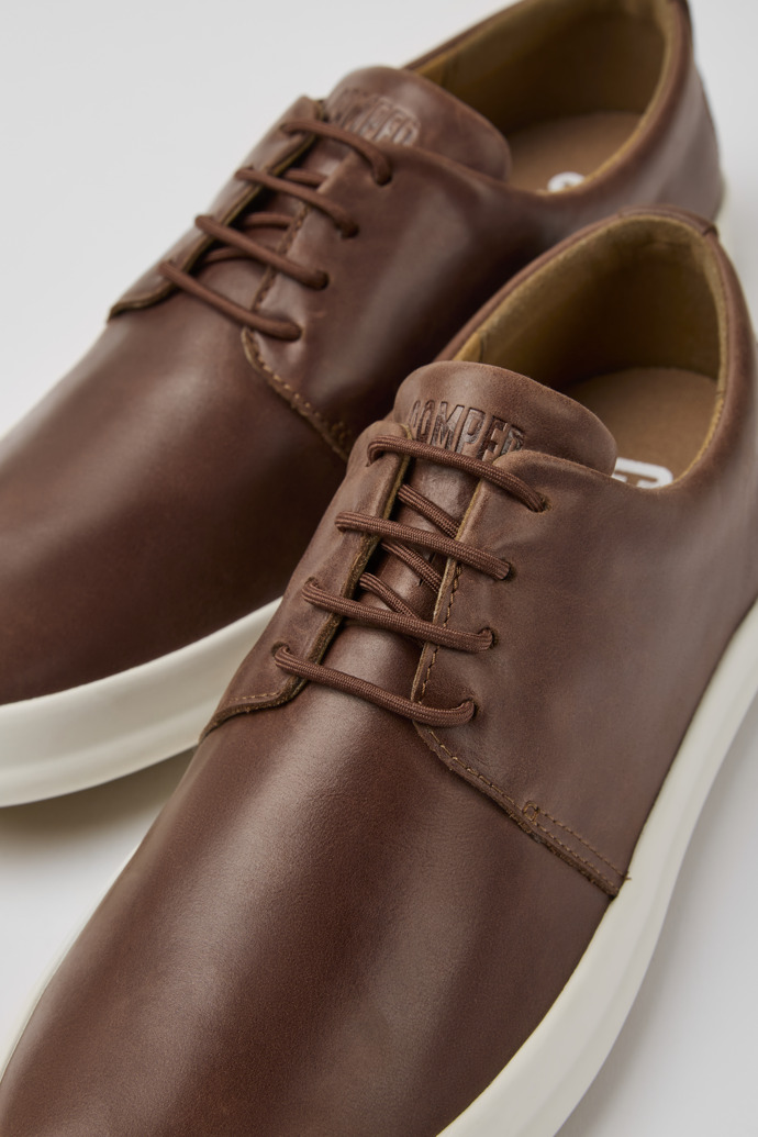 Close-up view of Chasis Brown leather shoes for men